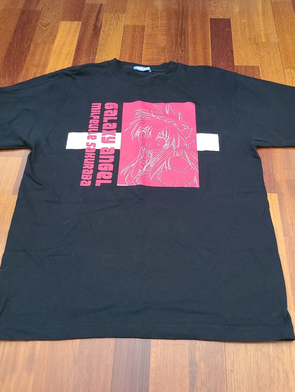 T Shirt Graphic "GALAXY ANGEL" Anime Black & Dark Pink Graphic Size M